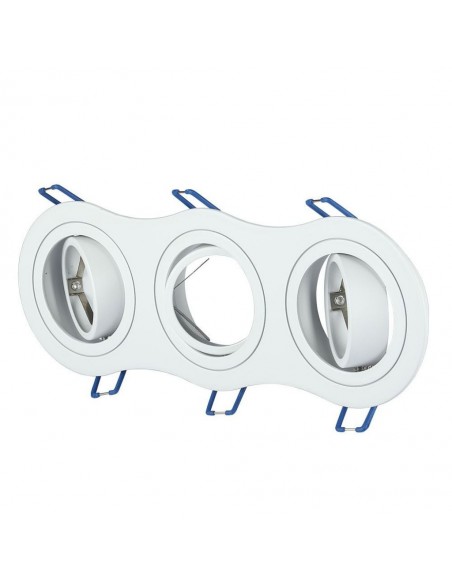 3603-Portafaretto LED Triplo da Incasso Rotondo xGU e GU MR Colore Bianco Orientabile-1