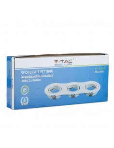 3603-Portafaretto LED Triplo da Incasso Rotondo xGU e GU MR Colore Bianco Orientabile-1 2