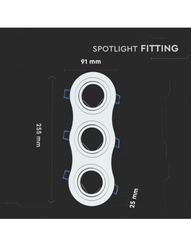3603-Portafaretto LED Triplo da Incasso Rotondo xGU e GU MR Colore Bianco Orientabile-3