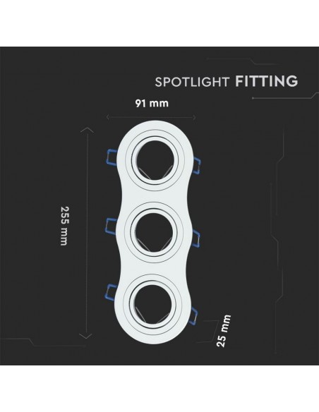 3603-Portafaretto LED Triplo da Incasso Rotondo xGU e GU MR Colore Bianco Orientabile-3