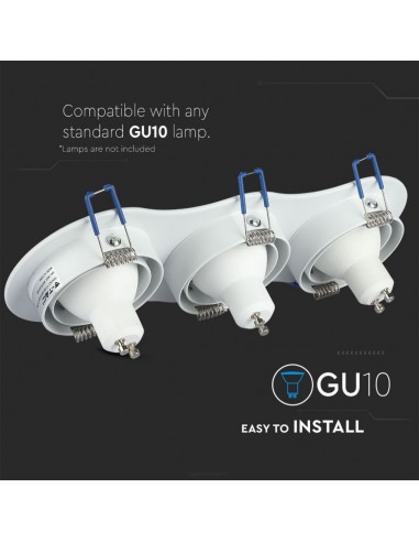 3603-Portafaretto LED Triplo da Incasso Rotondo xGU e GU MR Colore Bianco Orientabile-6