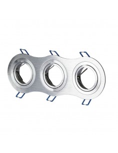 3604-Portafaretto LED Triplo da Incasso Rotondo xGU e GU MR in Alluminio Spazzolato Orientabile-1