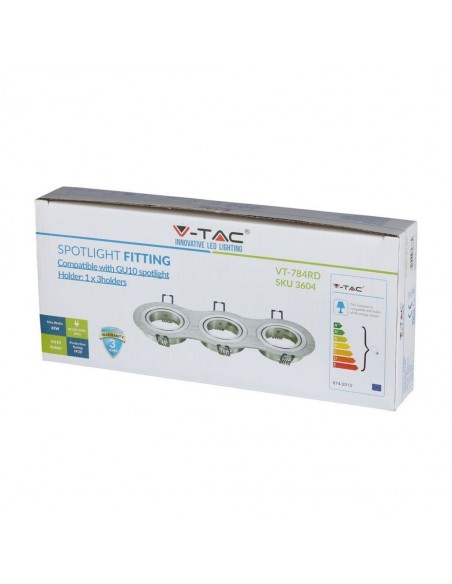 3604-Portafaretto LED Triplo da Incasso Rotondo xGU e GU MR in Alluminio Spazzolato Orientabile-2