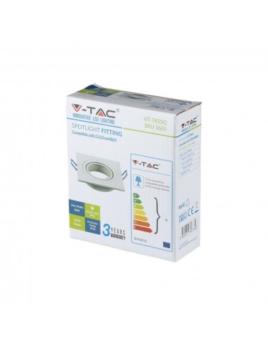 3605-Portafaretto LED da Incasso Quadrato GU e GU MR Colore Bianco Orientabile-2