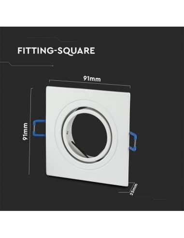 3605-Portafaretto LED da Incasso Quadrato GU e GU MR Colore Bianco Orientabile-3