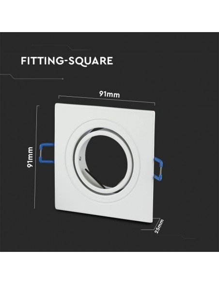 3605-Portafaretto LED da Incasso Quadrato GU e GU MR Colore Bianco Orientabile-3