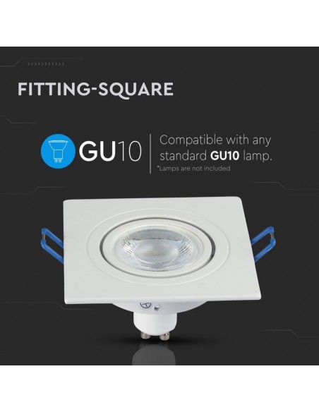 3605-Portafaretto LED da Incasso Quadrato GU e GU MR Colore Bianco Orientabile-5