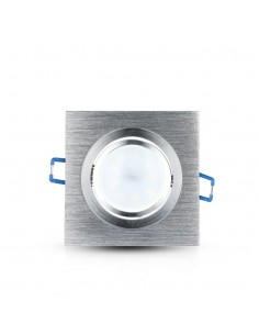 3606-Portafaretto LED da Incasso Quadrato GU e GU MR in Alluminio Spazzolato Orientabile-1 2