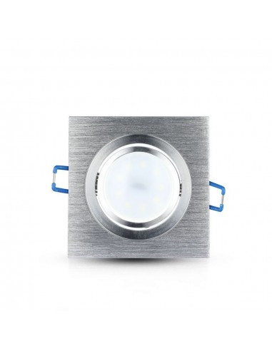 3606-Portafaretto LED da Incasso Quadrato GU e GU MR in Alluminio Spazzolato Orientabile-2
