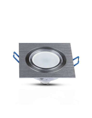 3606-Portafaretto LED da Incasso Quadrato GU e GU MR in Alluminio Spazzolato Orientabile-3