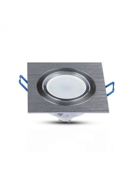 3606-Portafaretto LED da Incasso Quadrato GU e GU MR in Alluminio Spazzolato Orientabile-3