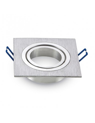 3606-Portafaretto LED da Incasso Quadrato GU e GU MR in Alluminio Spazzolato Orientabile-5