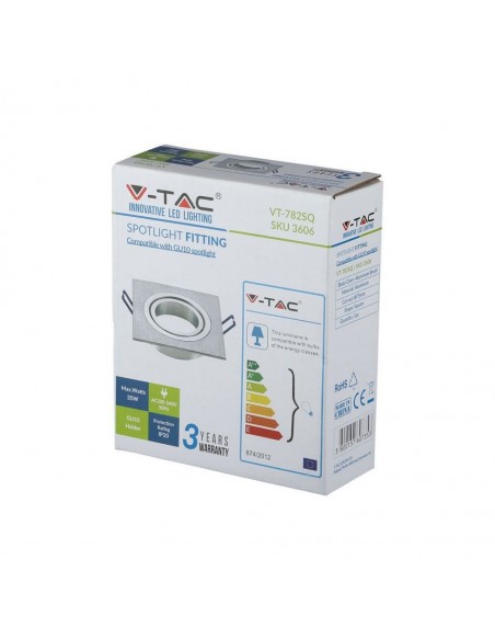 3606-Portafaretto LED da Incasso Quadrato GU e GU MR in Alluminio Spazzolato Orientabile-6