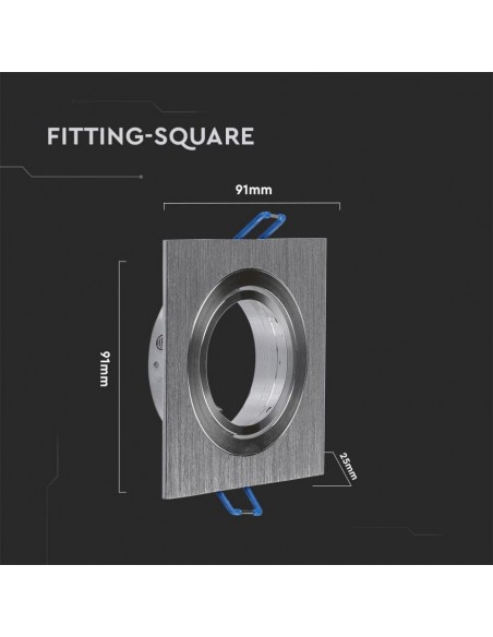 3606-Portafaretto LED da Incasso Quadrato GU e GU MR in Alluminio Spazzolato Orientabile-7