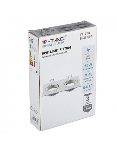 3607-Portafaretto LED Doppio da Incasso Rettangolare xGU e GU MR Corpo in Alluminio Bianco Orientabile-2