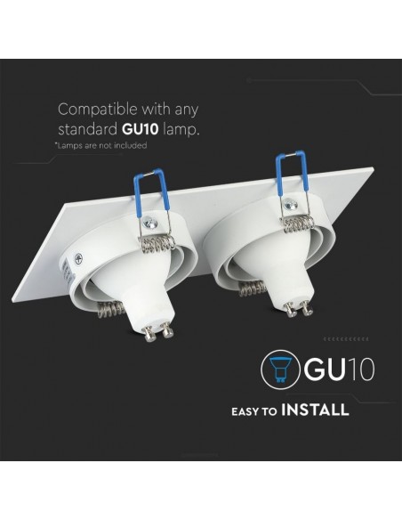 3607-Portafaretto LED Doppio da Incasso Rettangolare xGU e GU MR Corpo in Alluminio Bianco Orientabile-7