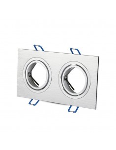 3608-Portafaretto LED Doppio da Incasso Rettangolare xGU e GU MR in Alluminio Spazzolato Orientabile-1