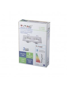 3608-Portafaretto LED Doppio da Incasso Rettangolare xGU e GU MR in Alluminio Spazzolato Orientabile-1 2