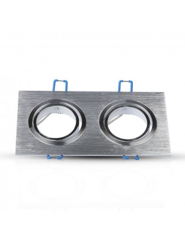 3608-Portafaretto LED Doppio da Incasso Rettangolare xGU e GU MR in Alluminio Spazzolato Orientabile-7