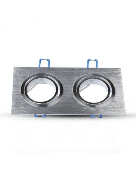 3608-Portafaretto LED Doppio da Incasso Rettangolare xGU e GU MR in Alluminio Spazzolato Orientabile-7
