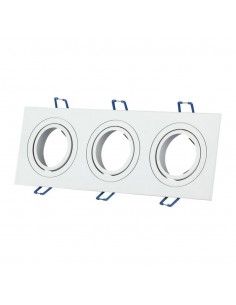 3609-Portafaretto LED Triplo da Incasso Rettangolare xGU e GU MR Colore Bianco Orientabile-1