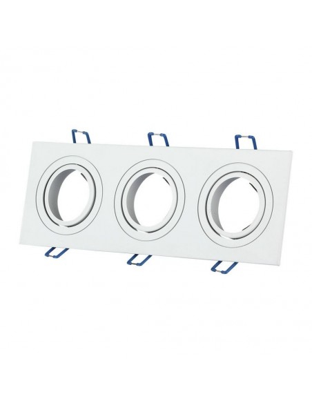 3609-Portafaretto LED Triplo da Incasso Rettangolare xGU e GU MR Colore Bianco Orientabile-1