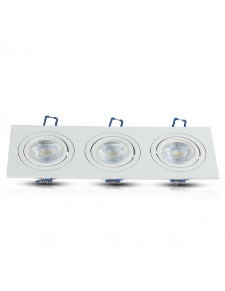 3609-Portafaretto LED Triplo da Incasso Rettangolare xGU e GU MR Colore Bianco Orientabile-7