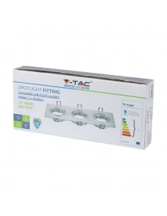 3610-Portafaretto LED Triplo da Incasso Rettangolare xGU e GU MR in Alluminio Spazzolato Orientabile-1 2