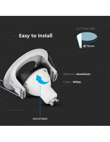 3611-Portafaretto LED da Incasso Rotondo GU e GU MR Colore Bianco Orientabile-6