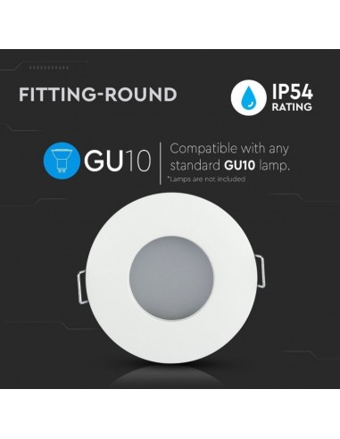 3613-Portafaretto LED da Incasso Rotondo GU e GU MR Colore Bianco IP-5