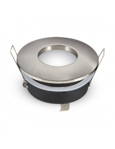 3614-Portafaretto LED da Incasso Rotondo GU e GU MR Colore Grigio Satinato IP-1