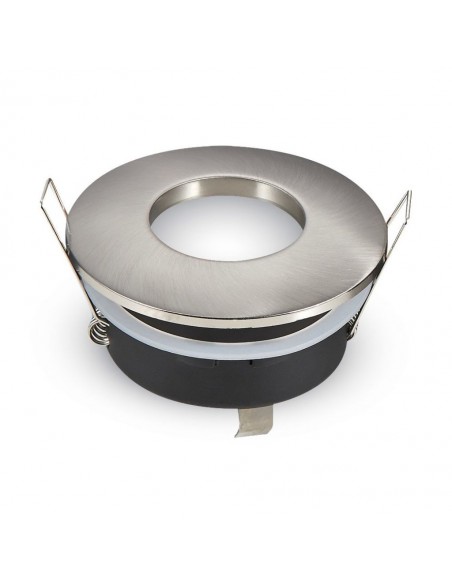 3614-Portafaretto LED da Incasso Rotondo GU e GU MR Colore Grigio Satinato IP-1