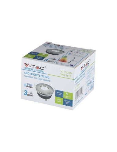 3614-Portafaretto LED da Incasso Rotondo GU e GU MR Colore Grigio Satinato IP-2