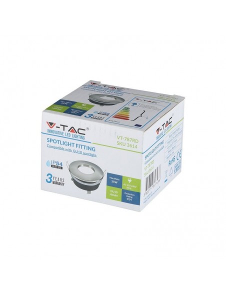 3614-Portafaretto LED da Incasso Rotondo GU e GU MR Colore Grigio Satinato IP-2