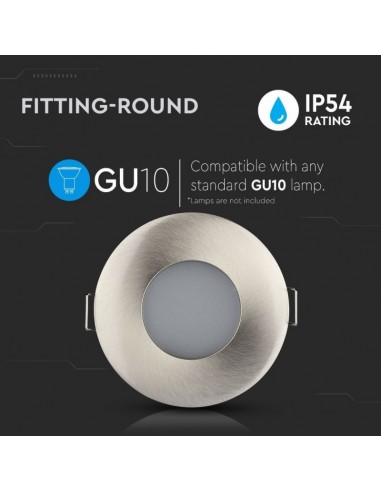 3614-Portafaretto LED da Incasso Rotondo GU e GU MR Colore Grigio Satinato IP-5