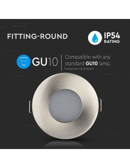 3614-Portafaretto LED da Incasso Rotondo GU e GU MR Colore Grigio Satinato IP-5