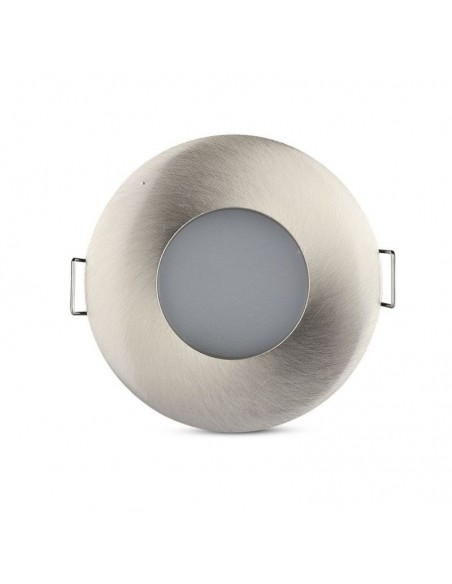 3614-Portafaretto LED da Incasso Rotondo GU e GU MR Colore Grigio Satinato IP-7