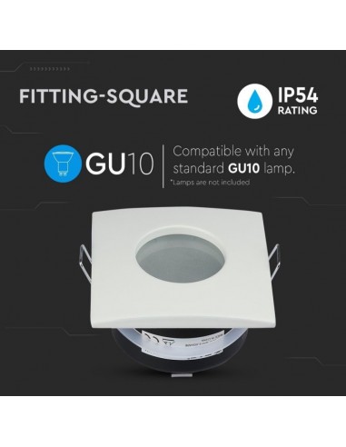 3615-Portafaretto LED da Incasso Quadrato GU e GU MR Colore Bianco IP-6