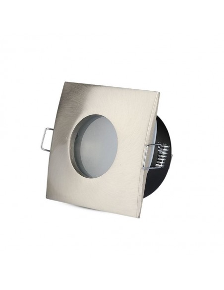 3616-Portafaretto LED da Incasso Quadrato GU e GU MR Colore Nichel Satinato IP-1