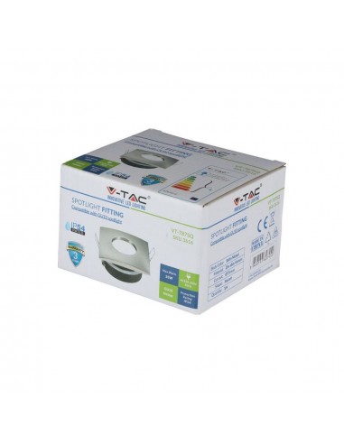 3616-Portafaretto LED da Incasso Quadrato GU e GU MR Colore Nichel Satinato IP-2