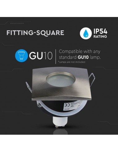 3616-Portafaretto LED da Incasso Quadrato GU e GU MR Colore Nichel Satinato IP-5