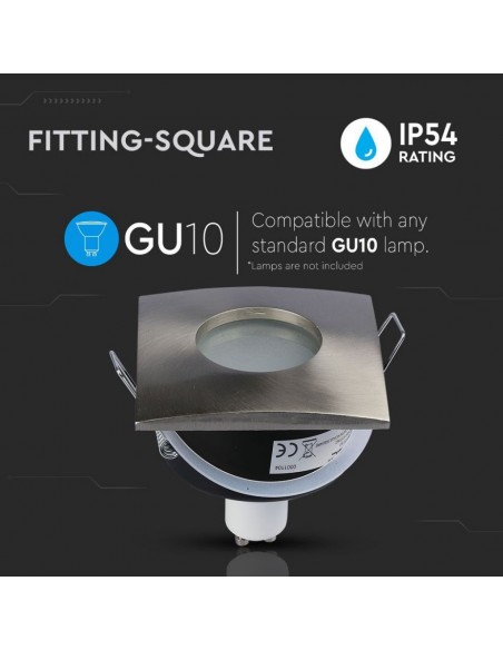 3616-Portafaretto LED da Incasso Quadrato GU e GU MR Colore Nichel Satinato IP-5