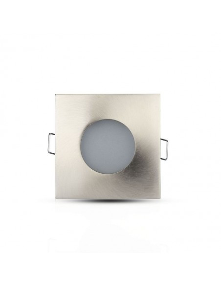 3616-Portafaretto LED da Incasso Quadrato GU e GU MR Colore Nichel Satinato IP-7