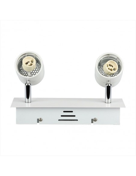 3618-Portafaretto LED Doppio da Incasso xGU e GU MR Colore Bianco Orientabile-1