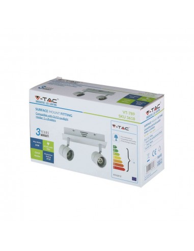 3618-Portafaretto LED Doppio da Incasso xGU e GU MR Colore Bianco Orientabile-2