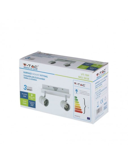 3618-Portafaretto LED Doppio da Incasso xGU e GU MR Colore Bianco Orientabile-2