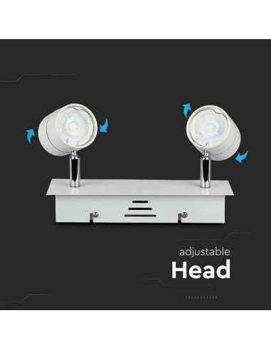 3618-Portafaretto LED Doppio da Incasso xGU e GU MR Colore Bianco Orientabile-6