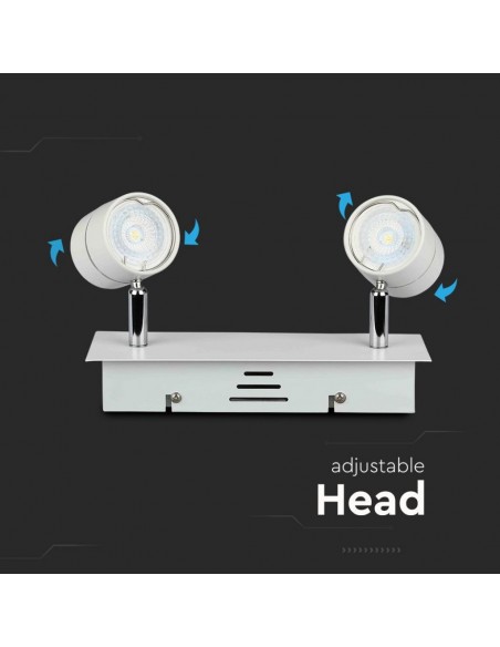 3618-Portafaretto LED Doppio da Incasso xGU e GU MR Colore Bianco Orientabile-6