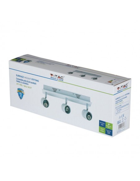 3619-Portafaretto LED Triplo da Incasso xGU e GU MR Colore Bianco Orientabile-2