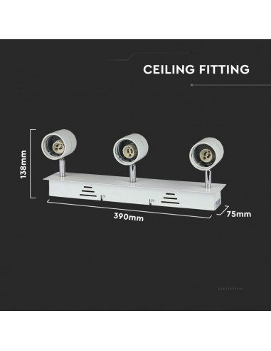 3619-Portafaretto LED Triplo da Incasso xGU e GU MR Colore Bianco Orientabile-3